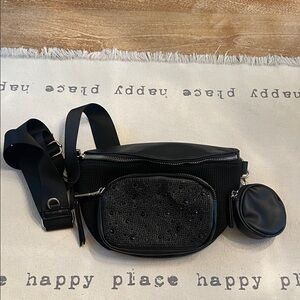 Steve Madden Black Crossbody Bag with Embellished Front